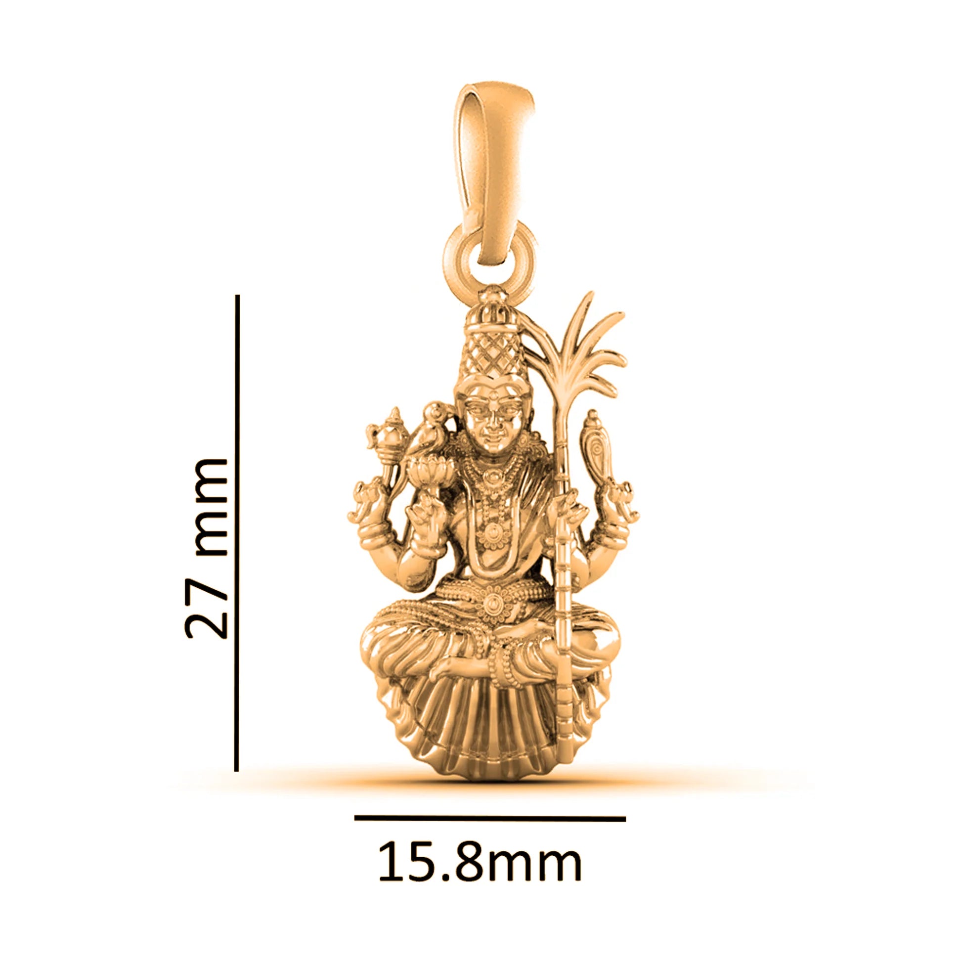 22 CT Gold Plated Silver (92.5% purity) Goddess Lalitha Devi Pendant for Men and Women