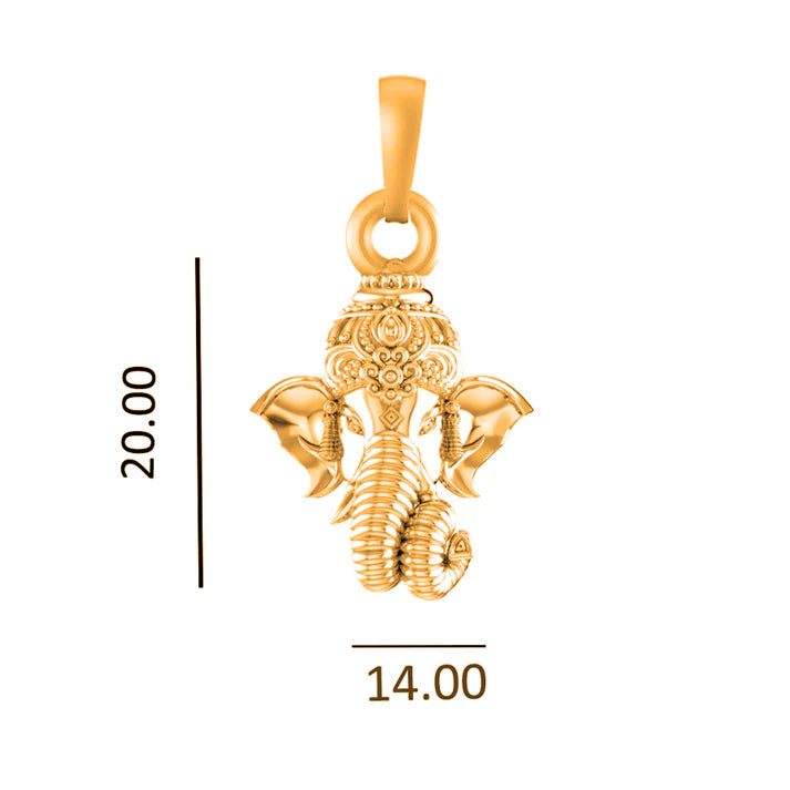 22 CT Gold Plated Silver (92.5% purity)God Ganesh Pendant for Men, Boys Girls and Women