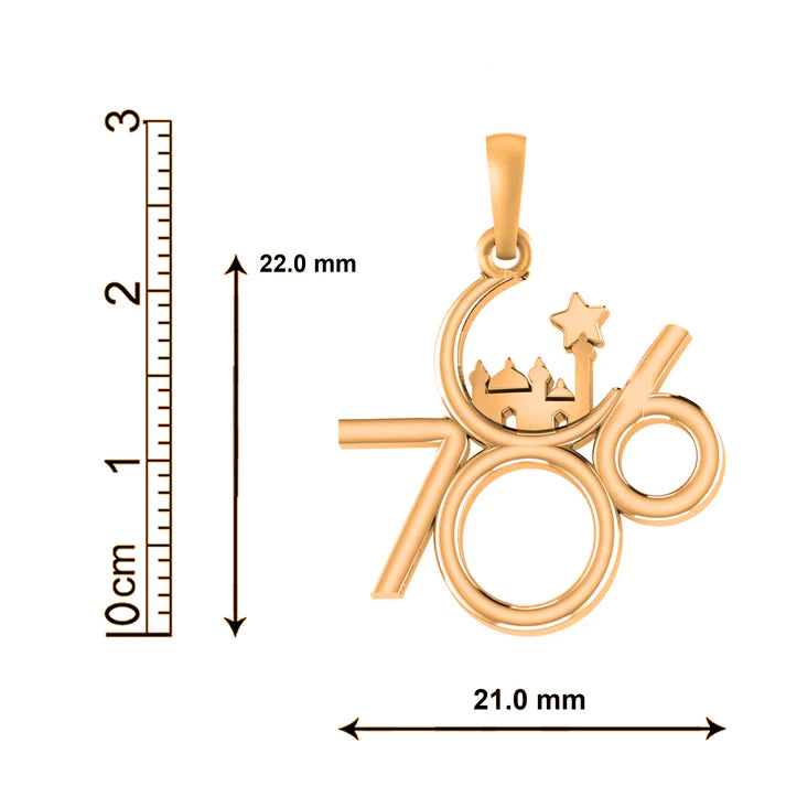 22 CT Gold Plated Silver (92.5% purity) religious and lucky 786 Pendant for Men and Women