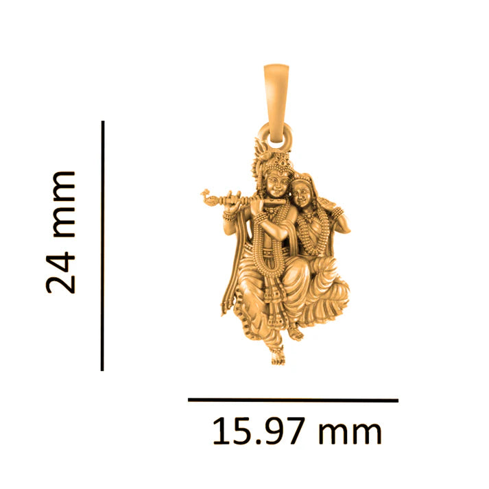 22 CT Gold Plated Silver (92.5% purity) God Radha Krishna Pendant for Men and Women