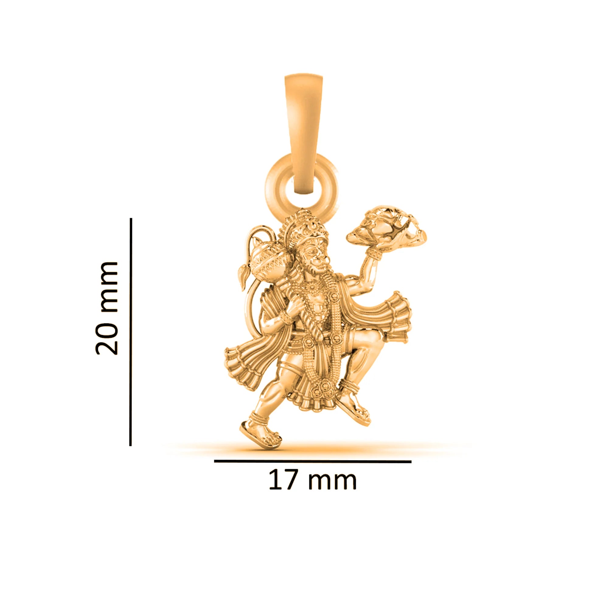 22 CT Gold Plated Silver (92.5% purity) God Hanuman Pendant Pendant for Men