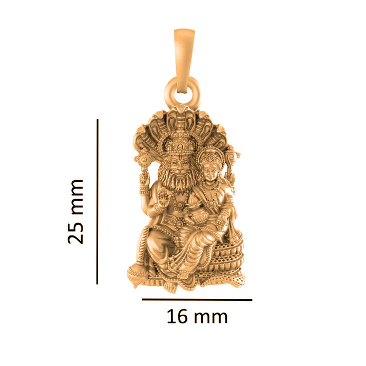 22 CT Gold Plated Silver (92.5% purity) God Laxmi Narsimha Pendant for Men and Women