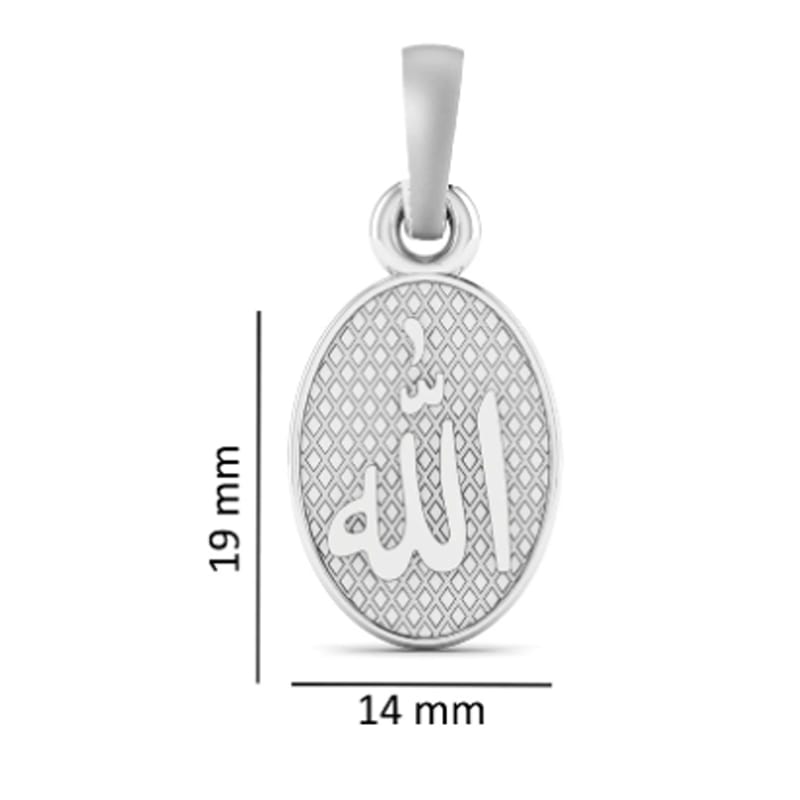 Oval Shape Muslim Kareem Symbol Pure Silver Spiritual Islamic Pendant for Good Luck