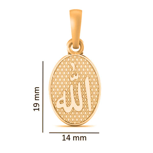 22 CT Gold Plated Silver (92.5% purity) religious God Allah Barkat Pendant for Men and Women - Oval shape