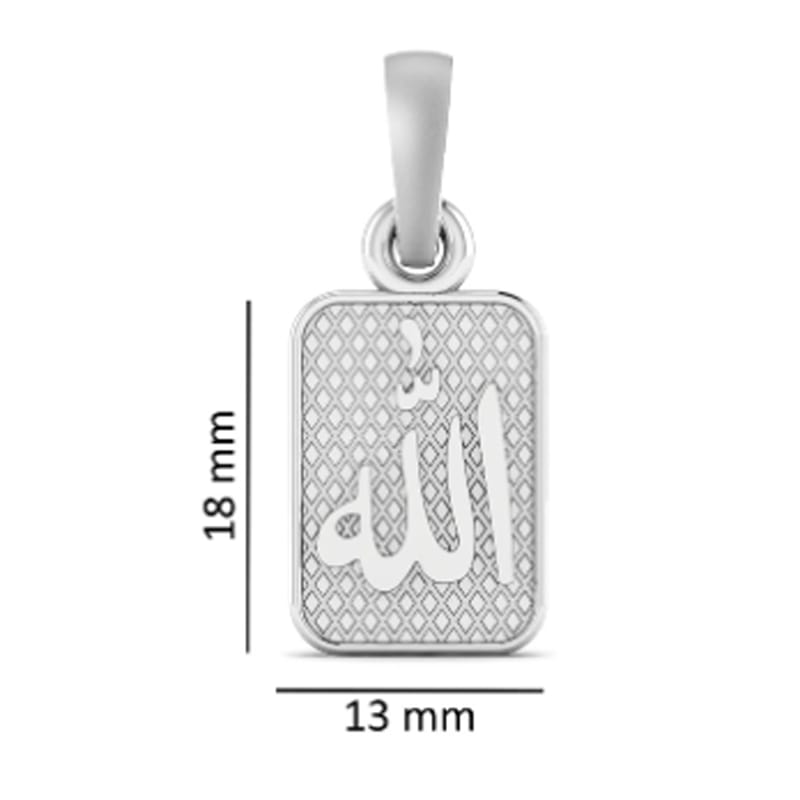 Rectangle Shape Muslim Kareem Symbol Pure Silver Spiritual Islamic Pendant for Good Luck & Ethnic