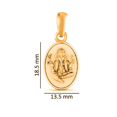 22 CT Gold Plated Silver (92.5% purity)God Ganesh Pendant for Men, Boys Girls and Women