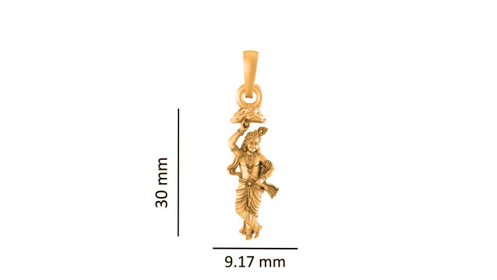 22 CT Gold Plated Silver (92.5% purity) God Krishna Pendant for Men and Women