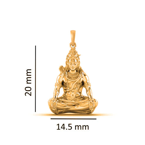 22 CT Gold Plated Silver (92.5% purity) God Shiva Pendant for Men and Women