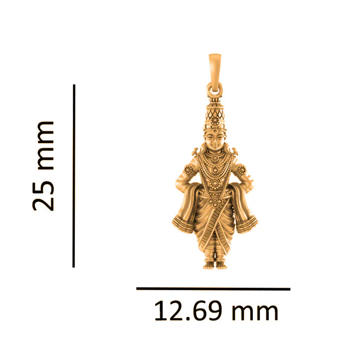 22 CT Gold Plated Silver (92.5% purity) God Vitthal Pendant for Men and Women