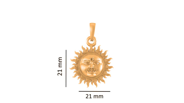 22 CT Gold Plated Silver (92.5% purity) Divine God Sun Pendant for Men and Women