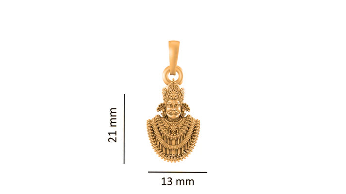 22 CT Gold Plated Silver (92.5% purity) God Baba Khatu Shyam Pendant for Men and Women