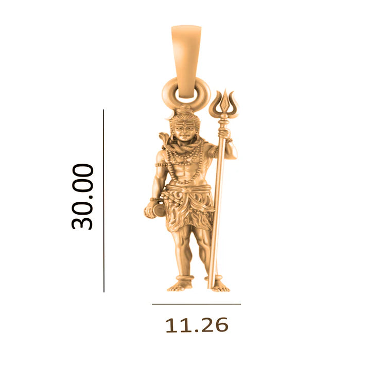 22 CT Gold Plated Silver (92.5% purity) God Shiva Pendant for Men and Women