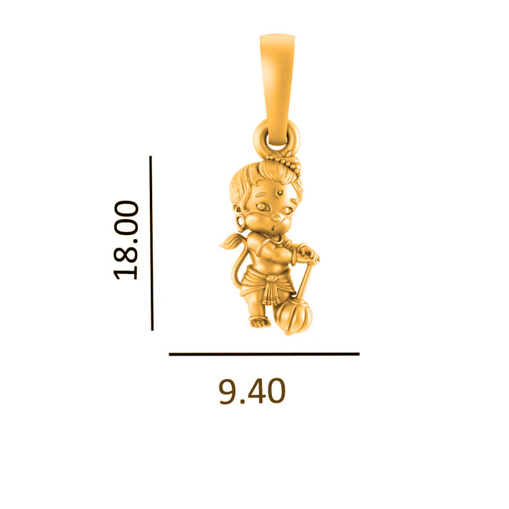 22 CT Gold Plated Silver (92.5% purity) God Bal Hanuman ji (Big Size) Pendant for Men