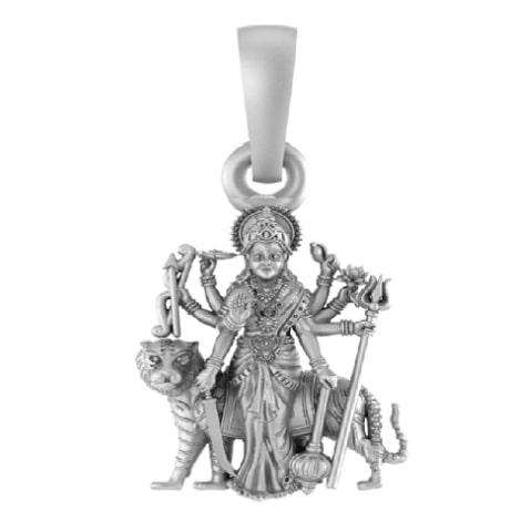Goddess Maa Durga Pendant Pure Sterling Silver Lord Durga Maa Blessing Locket for Men & Women