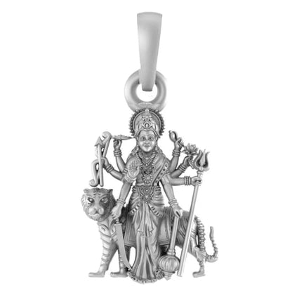 Goddess Maa Durga Pendant Pure Sterling Silver Lord Durga Maa Blessing Locket for Men & Women