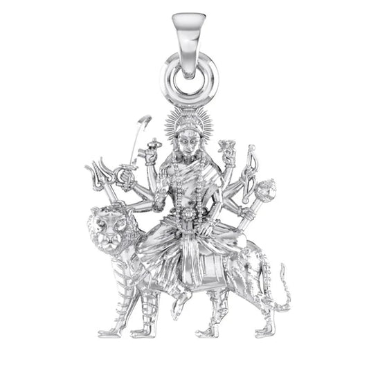92.5% Sterling Pure Silver Goddess Lord Durga Maa Pendant Pure Silver for Men & Women