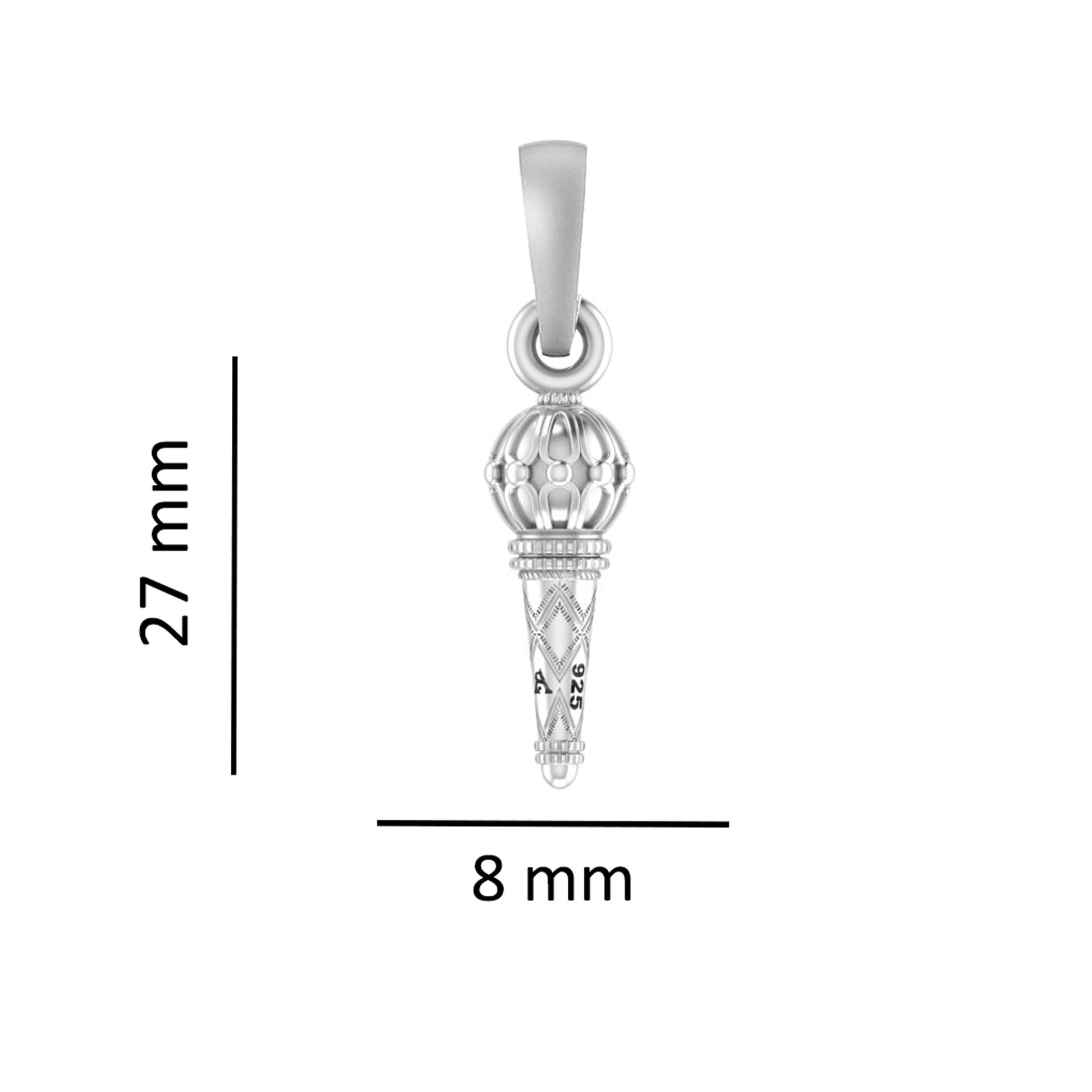 Sacred Symbol of Strength: Hanuman Gada Pendant - 92.5% Pure God Hanuman Gada Pendant (Big size) - Symbol of Devotion: Hanuman's Sacred Gada