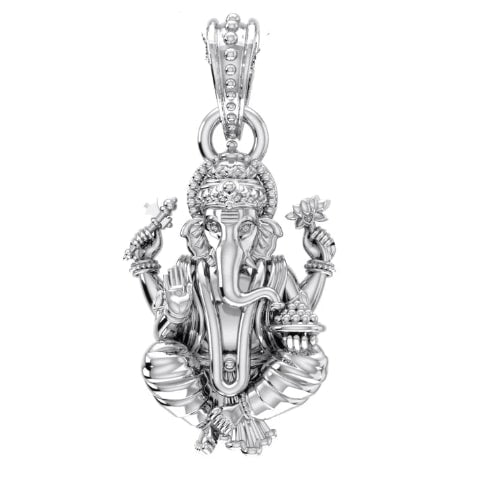 92.5% purity God Ganesh Pendant for Men & Women Pure Silver Lord Ganapathy Locket for Good Health & Wealth - Blessings in Style