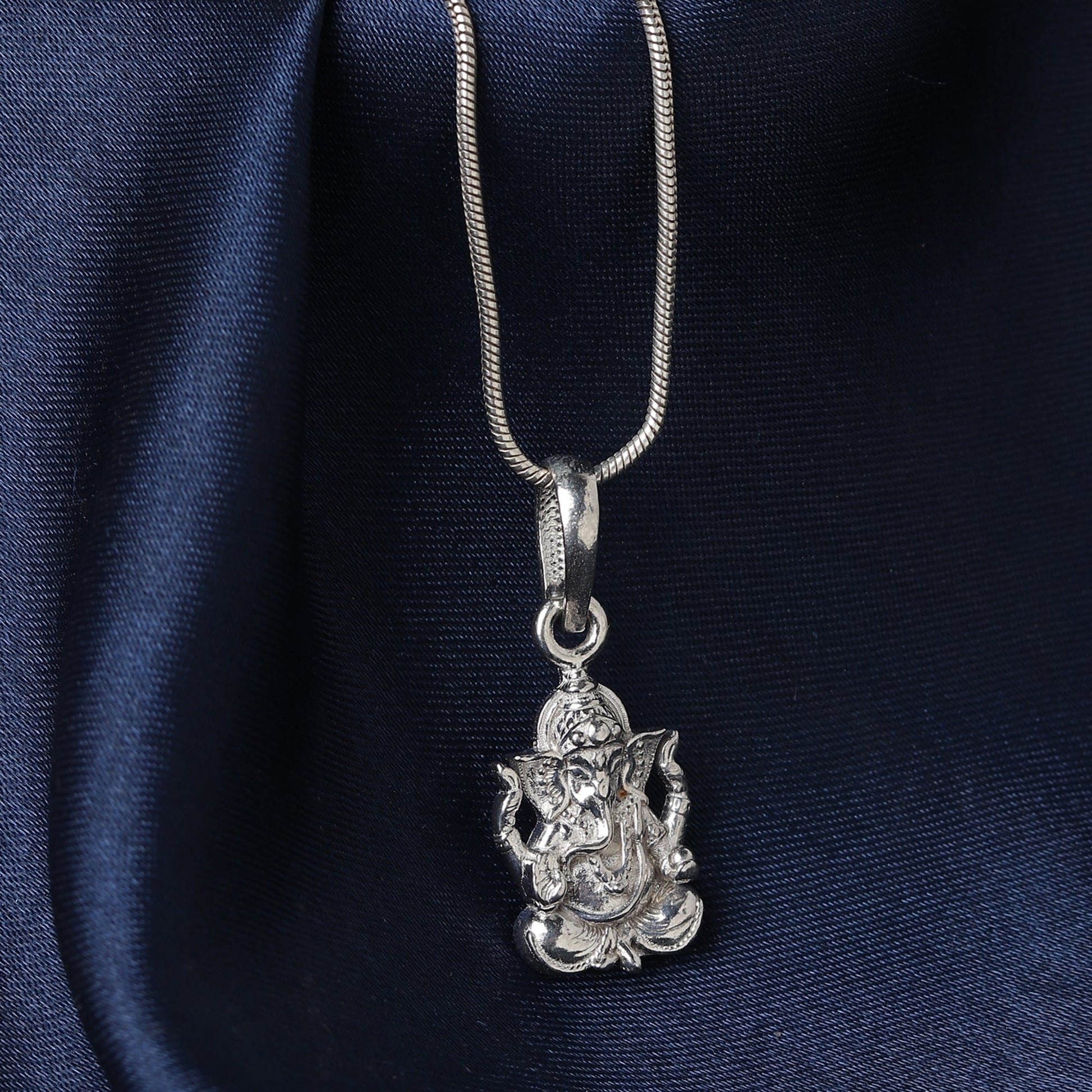 Ganesh Pendant Timeless Symbols of Wisdom (92.5% purity) God Ganesh Pendant for Men & Women Pure Silver Lord Ganapathy Locket for Good Health & Wealth