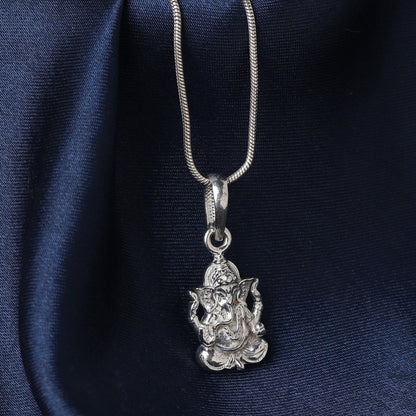 Ganesh Pendant Timeless Symbols of Wisdom (92.5% purity) God Ganesh Pendant for Men & Women Pure Silver Lord Ganapathy Locket for Good Health & Wealth