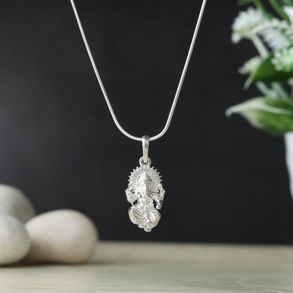 Aashirwad by Ganesh: Sacred Pendant of Prosperity (92.5% purity) God Ganesh Pendant for Men & Women Pure Silver Lord Ganapathy Locket for Good Health & Wealth