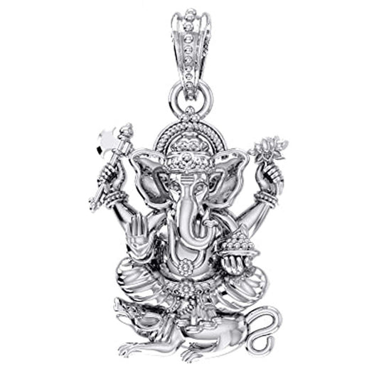 Ride of the Remover: Ganesh on Mouse Sacred Pendant (92.5% purity) God Ganesh Blessings Pendant for Men & Women Pure Silver Lord Ganapathy Locket for Good Health & Wealth
