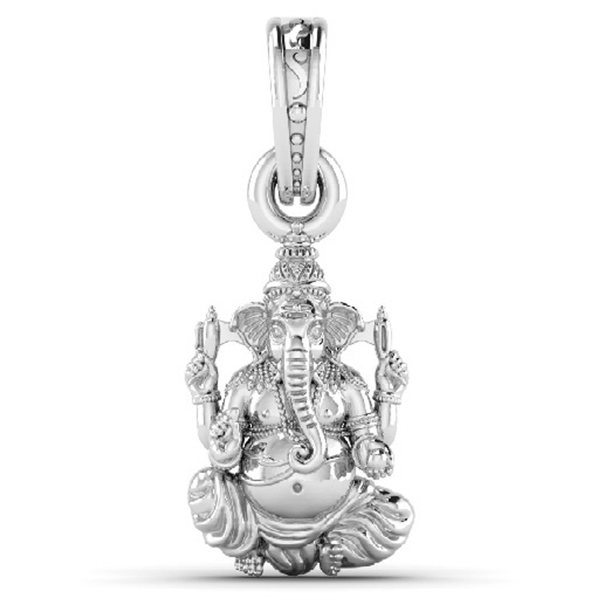 Divine Grace: Sitting Lord Ganesha Pendant (92.5% purity) God Ganesh Pendant for Men & Women Pure Silver Lord Ganapathy Locket for Good Health & Wealth