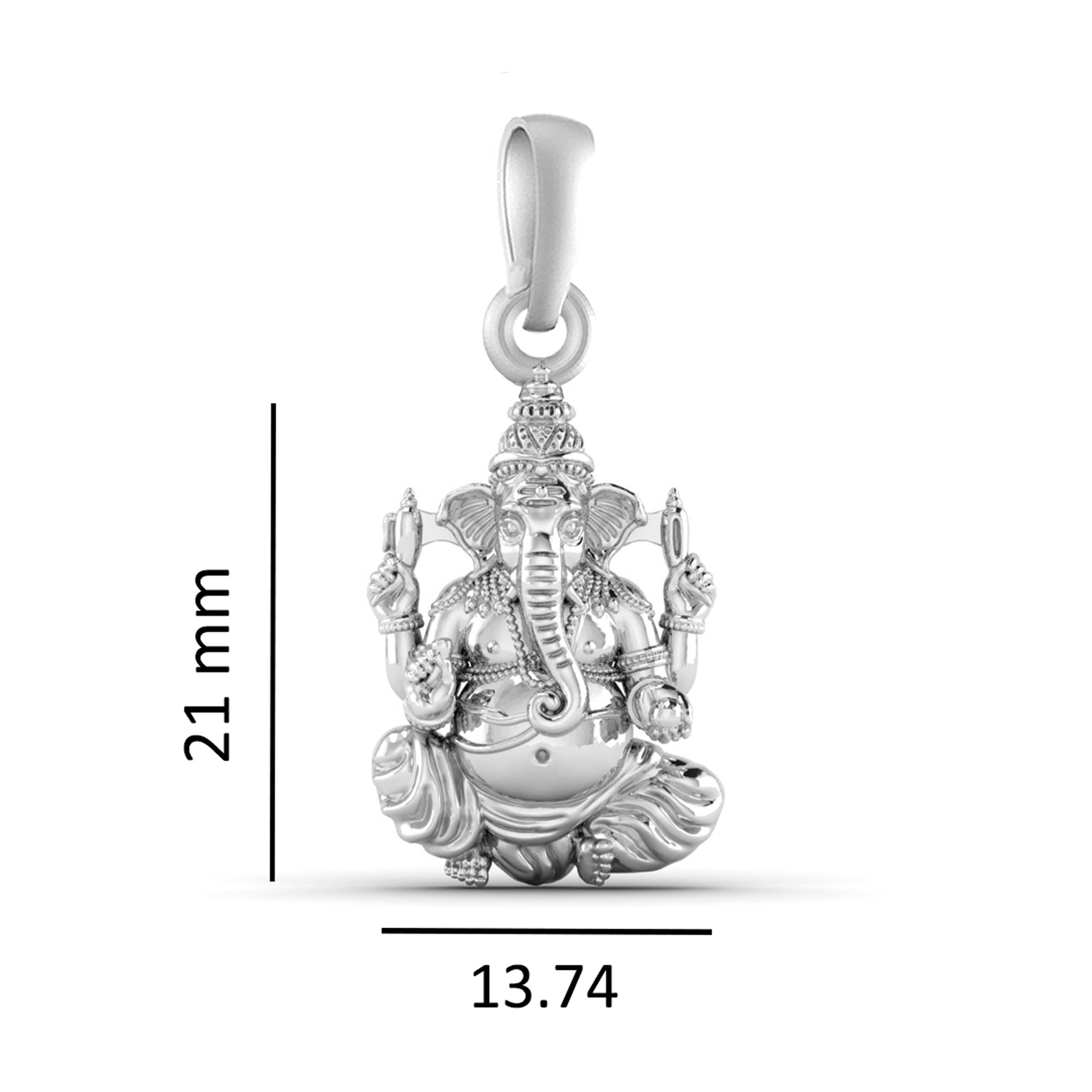 Divine Grace: Sitting Lord Ganesha Pendant (92.5% purity) God Ganesh Pendant for Men & Women Pure Silver Lord Ganapathy Locket for Good Health & Wealth