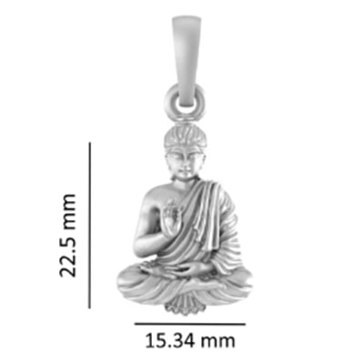 Sterling Silver (92.5% purity) Spiritual God Gautam Buddha Pendant for Men & Women Pure Silver religious Gautam buddh Locket for Good Health & Wealth