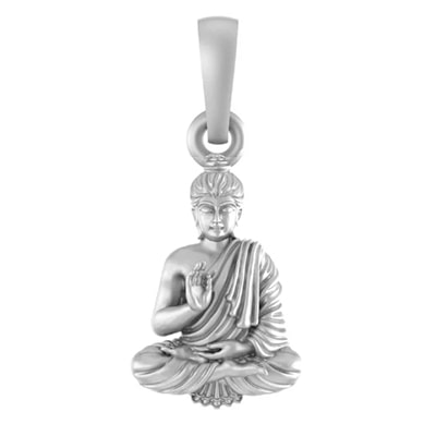 Sterling Silver (92.5% purity) Spiritual God Gautam Buddha Pendant for Men & Women Pure Silver religious Gautam buddh Locket for Good Health & Wealth