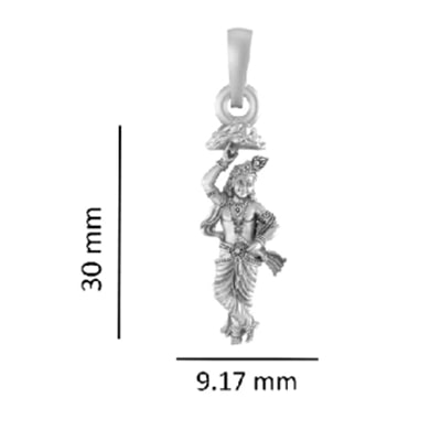 Sterling Silver God Krishna Pendant for Men & Women Pure Silver Lord krishan Locket for Good Health & Wealth - Giriraj Ji