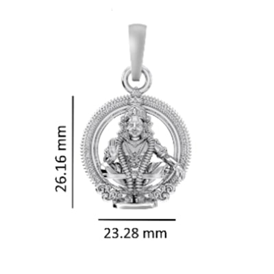 92.5% Pure Sterling Silver God Ayyappa (Big Size) Pendant for Men & Women