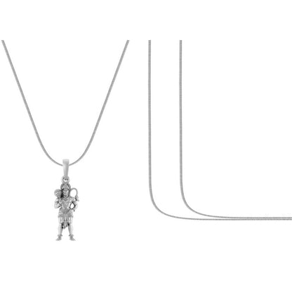 Hanuman Standing Pendant Protect, Empower, Inspire (92.5% purity) God Hanuman (Big Size) Pendant for Men Pure Silver Lord Bajrang Bali (Big Size) Locket for Good Health & Wealth - 1149