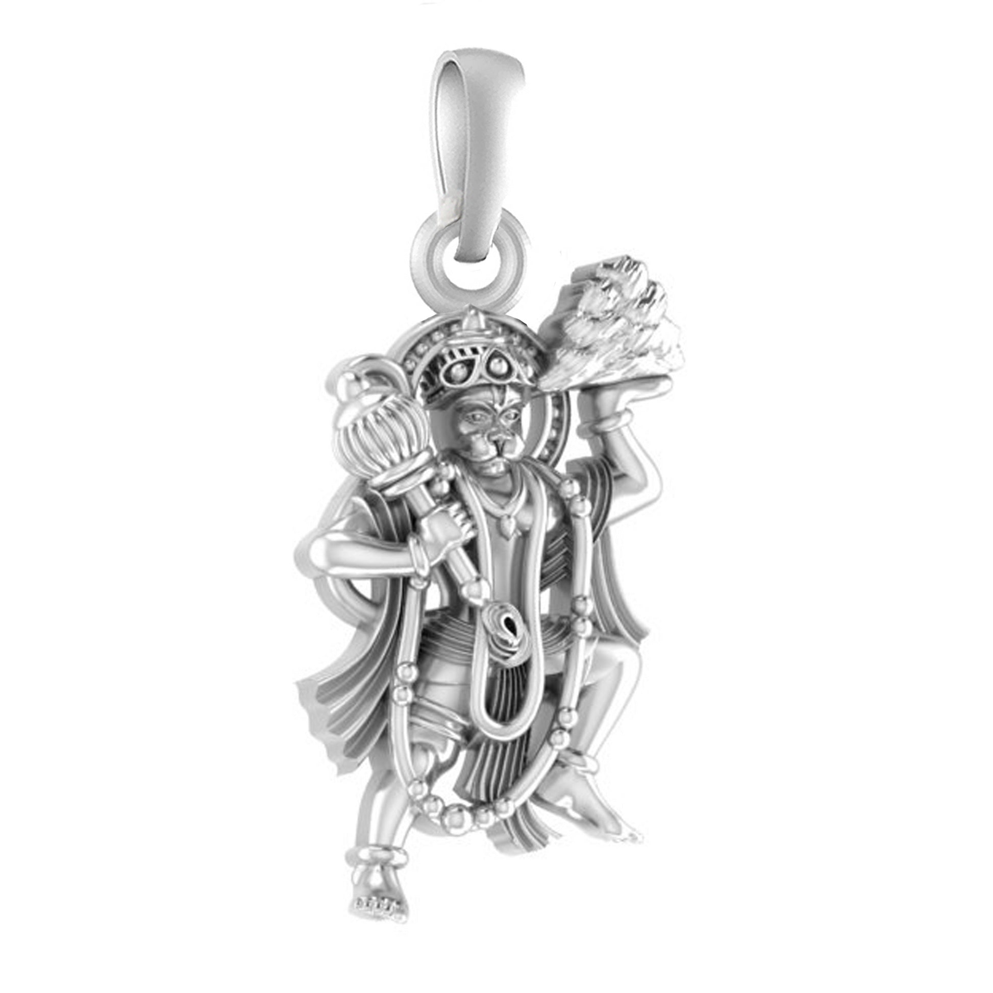 Hanuman Mountain Pendant Symbol of Devotion & Strength (92.5% purity) God Hanuman Pendant for Men & Women Pure Silver Lord Bajrang Bali Locket for Good Health & Wealth