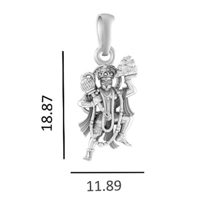 Hanuman Mountain Pendant Symbol of Devotion & Strength (92.5% purity) God Hanuman Pendant for Men & Women Pure Silver Lord Bajrang Bali Locket for Good Health & Wealth