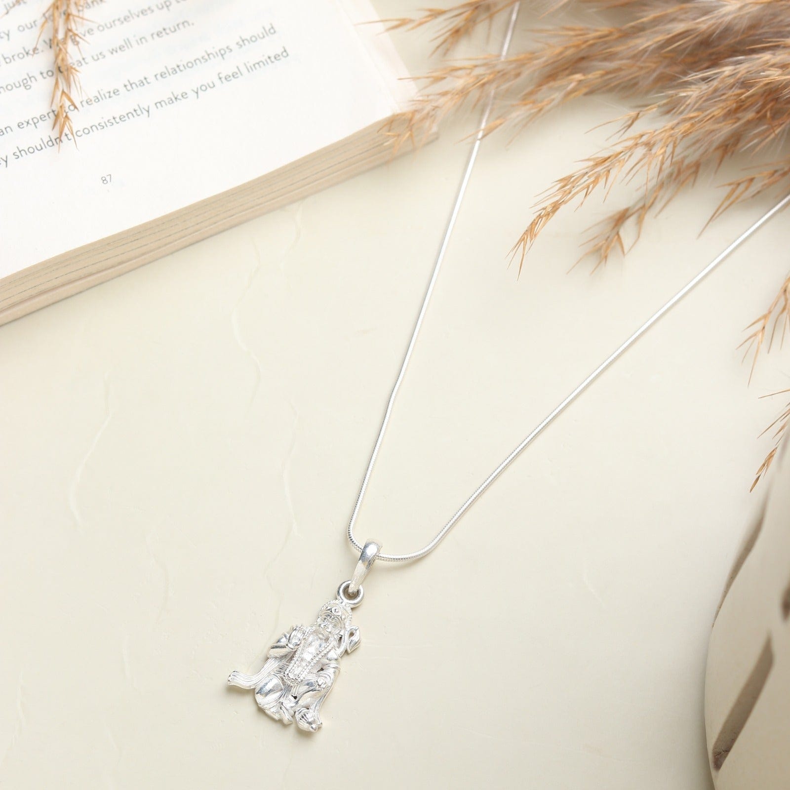 The Mighty Blessing: Hanuman Pendant for Peace and Power (92.5% purity) God Hanuman Pendant for Men & Women Pure Silver Lord Bajrang Bali Locket for Good Health & Wealth