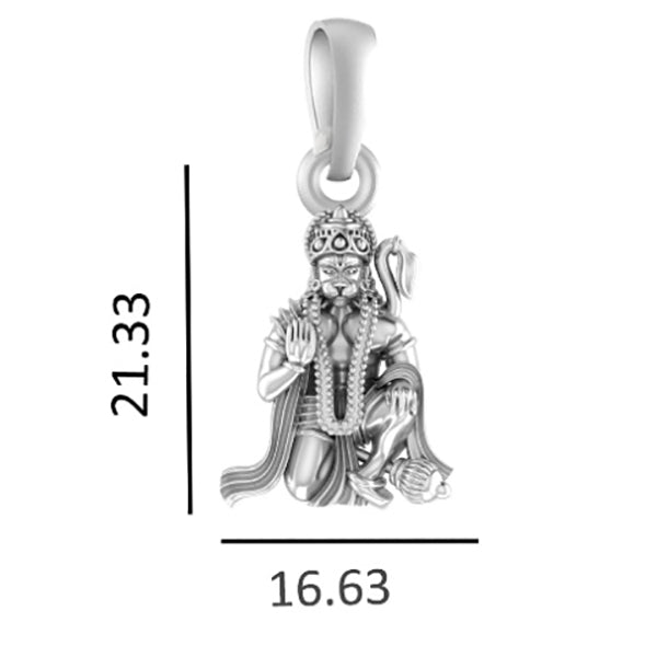The Mighty Blessing: Hanuman Pendant for Peace and Power (92.5% purity) God Hanuman Pendant for Men & Women Pure Silver Lord Bajrang Bali Locket for Good Health & Wealth