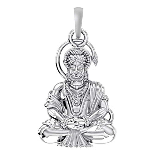 Hanuman in Meditation Sacred Samadhi Pendant 92.5% Pure God Hanuman Bajrang Bali Pendant Locket for Kids