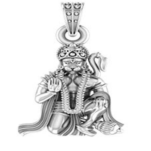 Spiritual Power: Hanuman in Blessing Posture Pendant (92.5% purity) God Hanuman Pendant for Men & Women Pure Silver Lord Bajrang Bali Locket for Good Health & Wealth