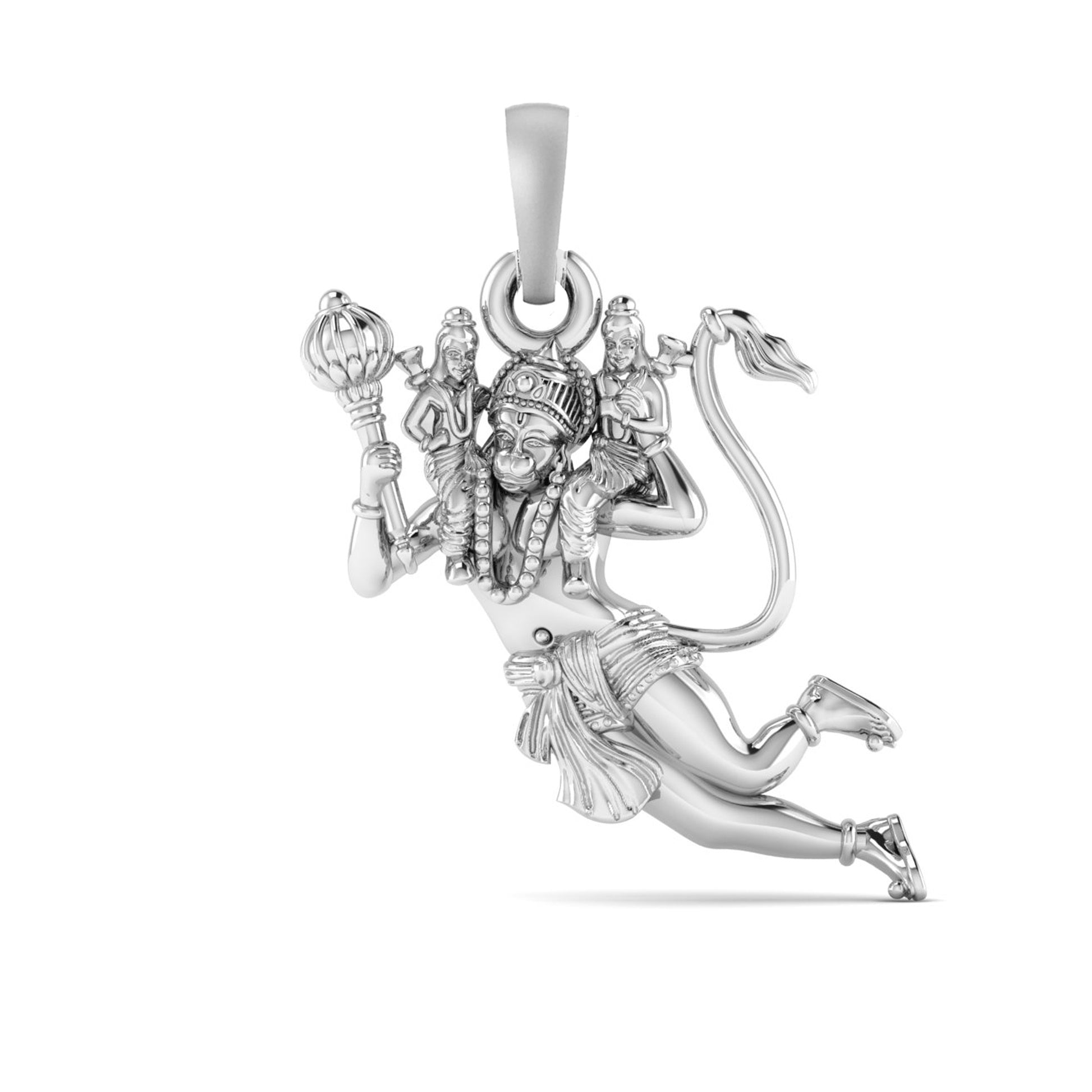 Divine Power: Hanuman Carrying Lord Ram and Lakshman Pendant 92.5% Pure God Hanuman (Big Size) Pendant for Men and Boys