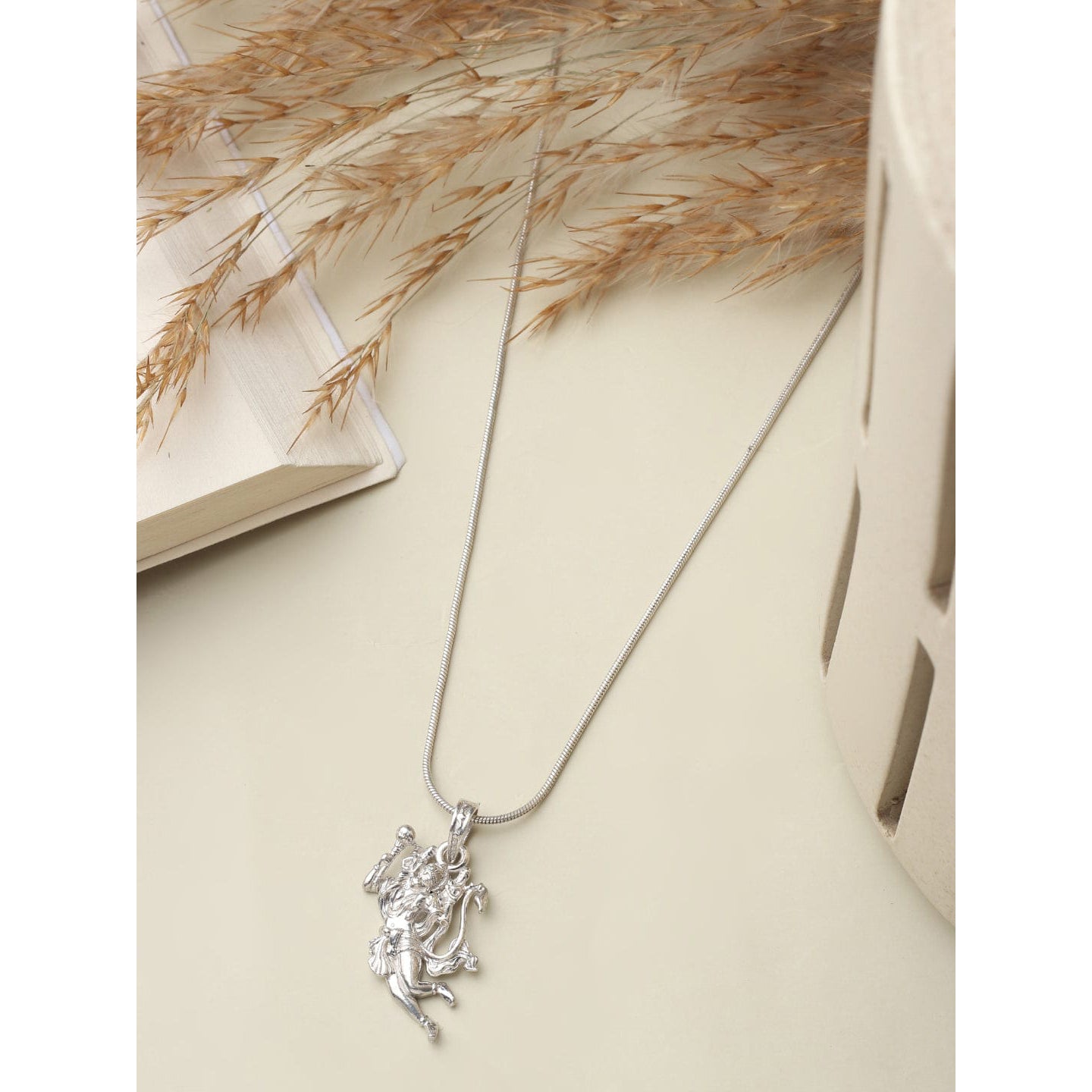 Divine Power: Hanuman Carrying Lord Ram and Lakshman Pendant 92.5% Pure God Hanuman (Big Size) Pendant for Men and Boys