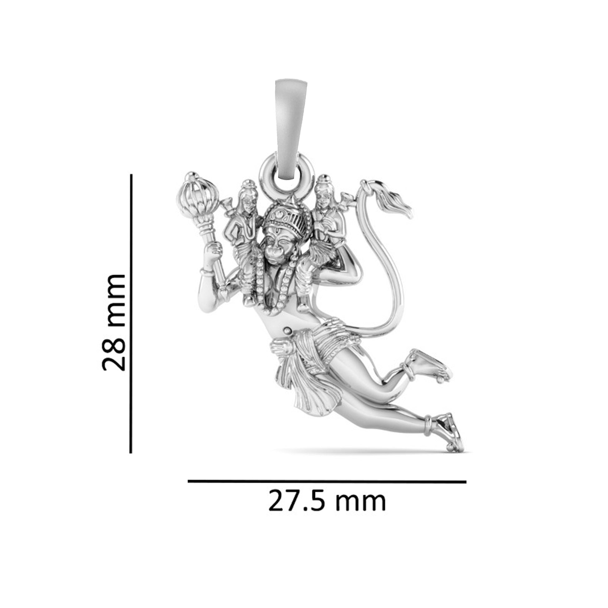 Divine Power: Hanuman Carrying Lord Ram and Lakshman Pendant 92.5% Pure God Hanuman (Big Size) Pendant for Men and Boys