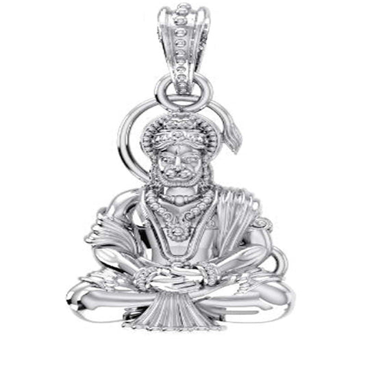 Divine Grace in Every Pendant: Hanuman Samathi Posture (92.5% purity) God Hanuman Pendant for Men & Women Pure Silver Lord Bajrang Bali Locket for Good Health & Wealth