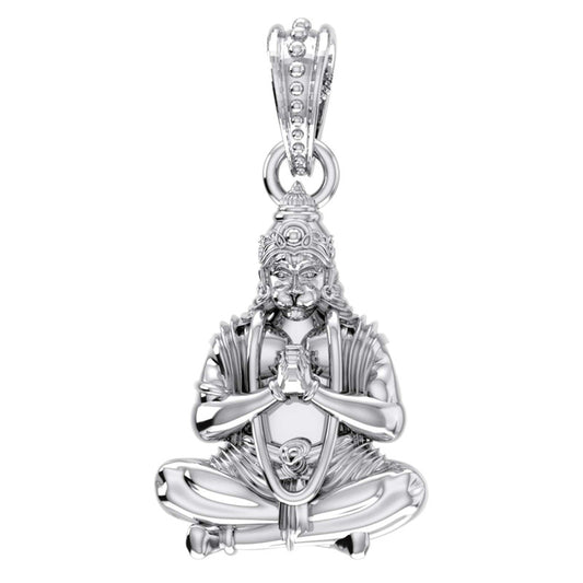 Hanuman in Meditation Spiritual Power Locket (92.5% purity) God Hanuman Pendant for Men & Women Pure Silver Lord Bajrang Bali Locket for Good Health & Wealth