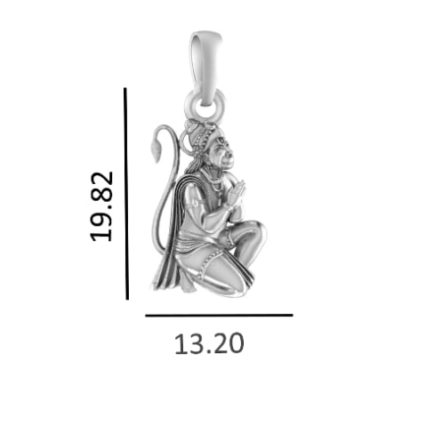 Sterling Silver (92.5% purity) God Hanuman Pendant for Men & Women Pure Silver Lord Bajrang Bali Locket for Good Health & Wealth