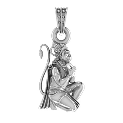 Sterling Silver (92.5% purity) God Hanuman Pendant for Men & Women Pure Silver Lord Bajrang Bali Locket for Good Health & Wealth