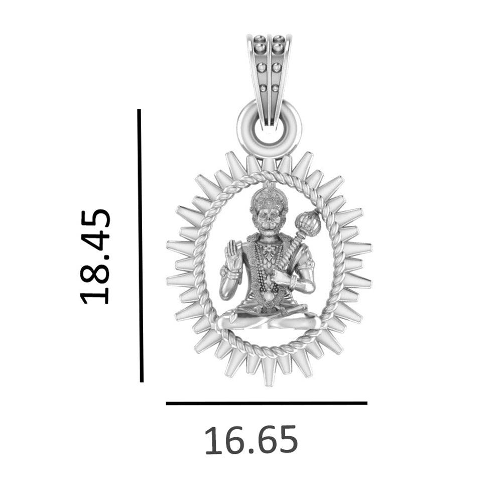 Powerful Hanuman Pendant Circle Posture for Protection & Strength (92.5% purity) God Hanuman Pendant for Men & Women Pure Silver Lord Bajrang Bali Locket for Good Health & Wealth