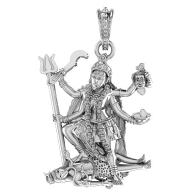 92.5% Pure Sterling Silver Goddess kali maa (Big Size) Pendant for Men & Women