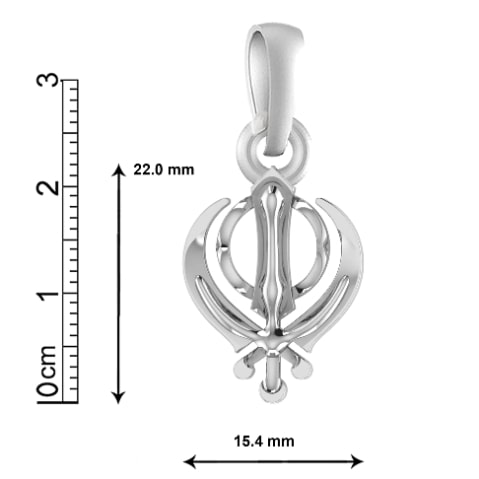 Sterling Silver (92.5% purity) religious Sikh Khanda symbol Pendant for Men and women Pure Silver spiritual Sardar Punjabi symbol Locket for Good Luck, Health & Wealth