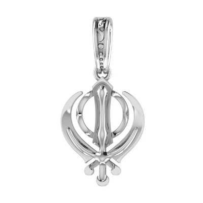 Sterling Silver (92.5% purity) religious Sikh Khanda symbol Pendant for Men and women Pure Silver spiritual Sardar Punjabi symbol Locket for Good Luck, Health & Wealth